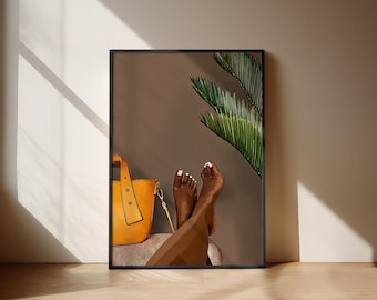 Black wall art POSTER black woman white toes feet print physical art print poster black afro woman wall print art home decor art mocha