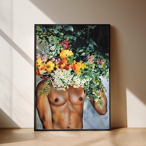 Black art wall POSTER muscular black man black art print physical art print poster black afro man wall print art home decor floral art