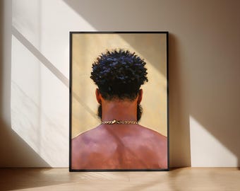 Black Man Wall Art POSTER | Modern Afro Art Print | Minimalist African American Male Portrait | Contemporary Black Art Decor | Homme