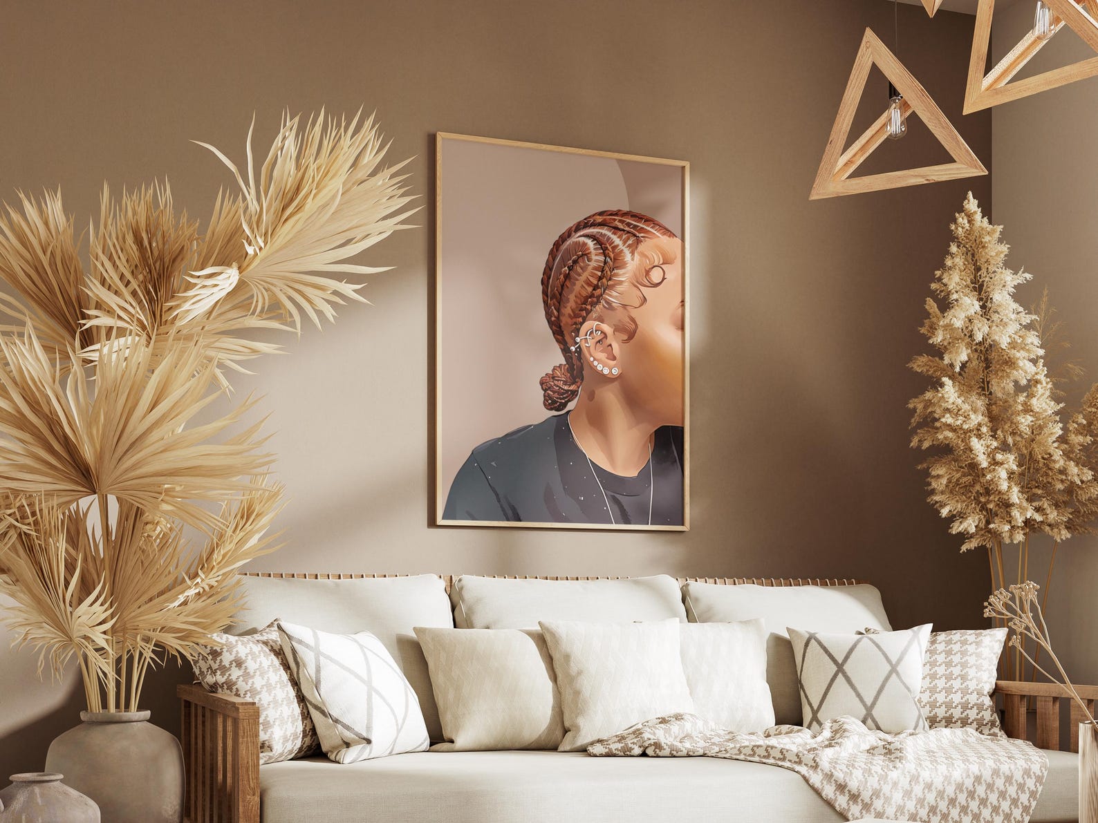 Black Wall Art POSTER Cornrows Braided Hair Print Physical Art Print ...