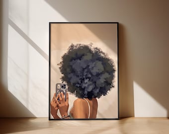 Black wall art POSTER large afro print physical art print poster black afro woman wall print art home decor brown art black woman | LrgAfro