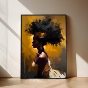 Black art wall POSTER black queen print physical art print poster black woman wall print art home decor african black art