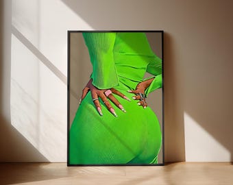 Black girl art wall POSTER black pop art, physical art print poster, nail salon art, black woman wall print art home decor brown skin art