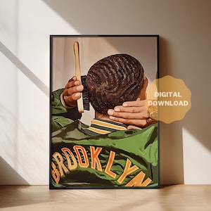 Svart manskonst DIGITAL NEDLADDNING Brooklyn Guy Waves-tryck png-filkonst svart afroman väggtryck konst heminredning svart man jag älskar | BrooklynGuy