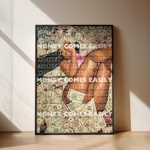 PÓSTER de arte de pared negro, impresión artística de manifestación financiera, impresión artística física, impresión de pared de chica afro negra, arte, decoración del hogar, manifestación de dinero