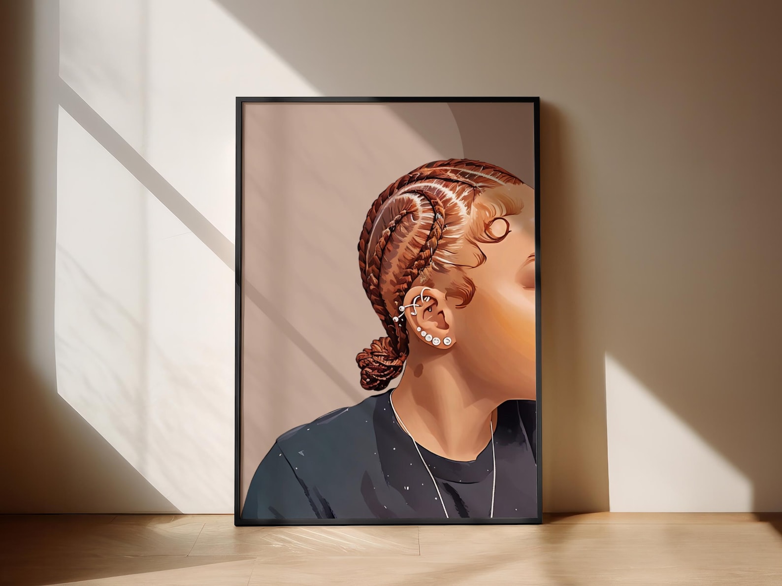 Black Wall Art POSTER Cornrows Braided Hair Print Physical Art Print ...