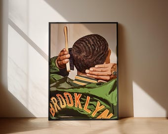 Póster de arte mural negro, chico de Brooklyn saludando, impresión artística física, póster, hombre negro afro, impresión de pared, arte, decoración del hogar, hombre negro / BrooklynGuy