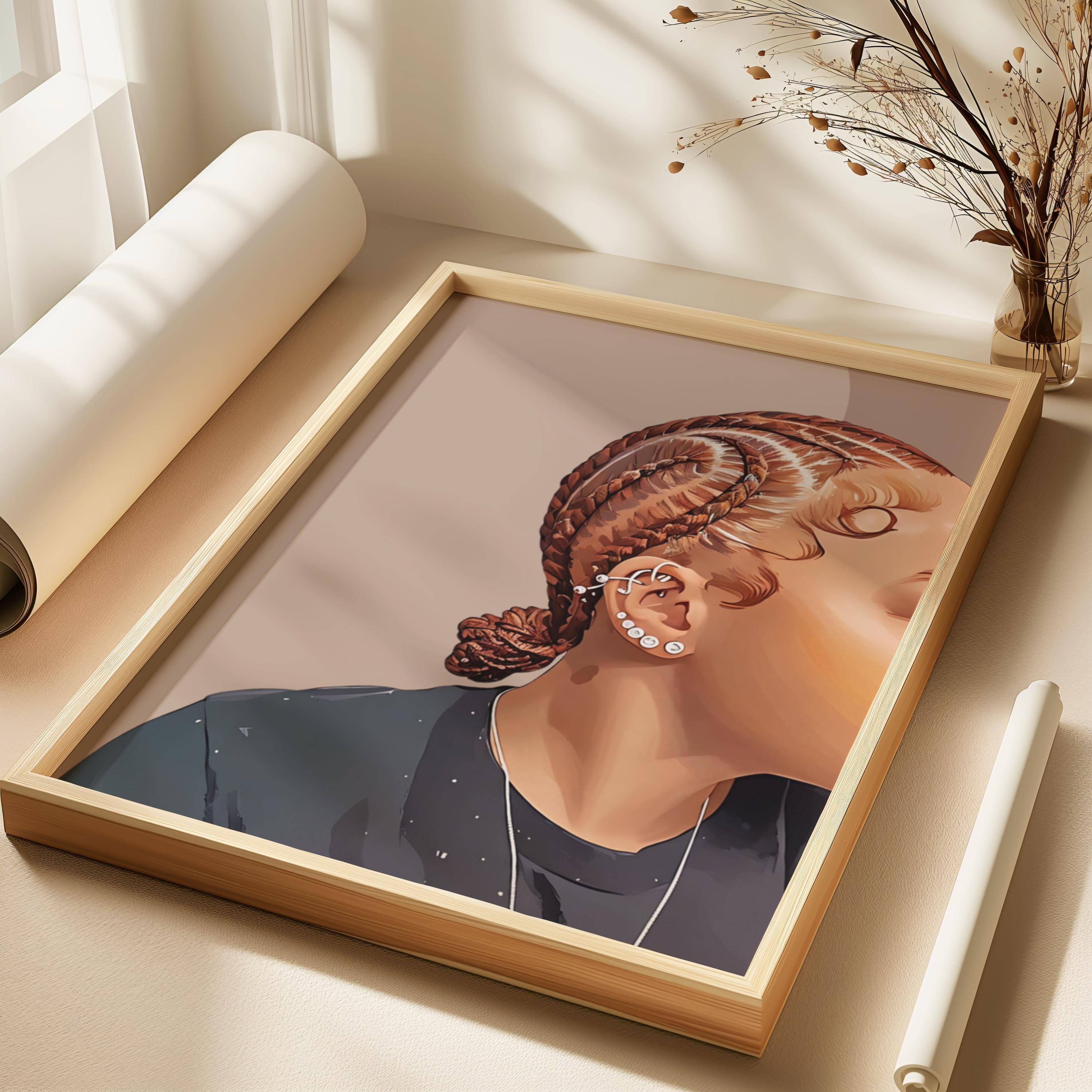 Black Wall Art POSTER Cornrows Braided Hair Print Physical Art Print ...