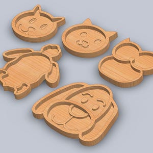 Djurbrickor, CNC, Dxf, Svg, Vektor, 3D-skrivare, Katt, Sköldpadda, , Olw, Hund