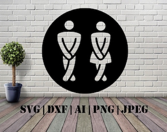 WC Restroom Sign, SVG, DXF, Ai, Dwg, toilet, vector file, cnc cricut, plasma, laser, funny