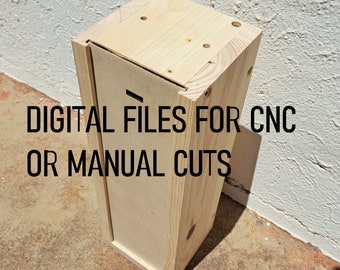 Wine box 1.5L, wood, Cnc, Vector, Plans, Aspire, Vectric,