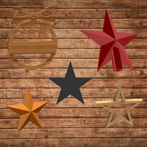 4 Stern Modelle 3d STL, 2d DXF und 1 Weihnachtskugel DXF, Für Cnc, Laser Cut und 3D Drucker