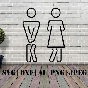 WC Funny sign Dxf, Svg, Pdf, Jpeg, Png, for Cnc machine, laser, acrylic, plasma cut