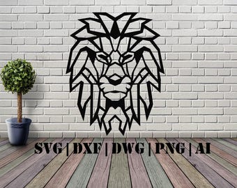 Geometric Lion Head DXF, SVG, DWG, Png, Ai for Cnc Router, Laser, Cricut