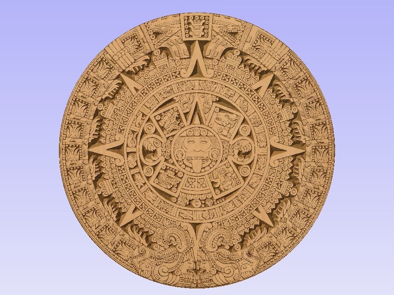 Aztec Calendar CNC File Laser Mayan Wood 3d Carved Etsy