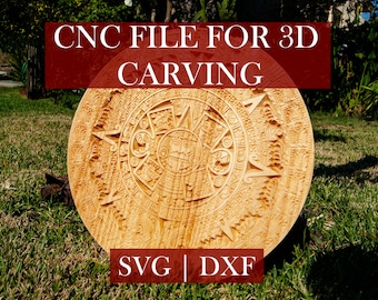 Aztec Calendar CNC file, Laser, Mayan, Wood 3d Carved, Mythological art, Wall Art, Aztec Sun