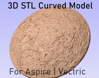 3D STL Moon Curved Model for CNC, Aspire, Vectric, Vcarve, 3D printer