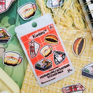 Handmade Konbini Translucent Mini Sticker Pack| Journal Sticker Pack 10pc | japanese food stickers | cute stickers | cute stationary