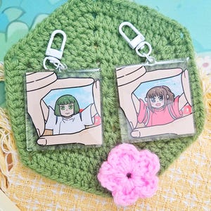 Spirited Away 2.5&quot; Cute Epoxy Acrylic Keychains | Kawaii Studio Ghibli Inspired | Haku / Chihiro [LAST CHANCE]