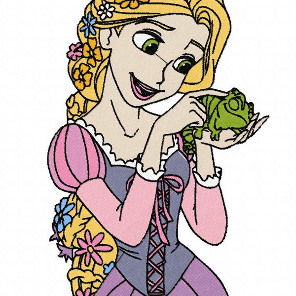 Rapunzel with pascal embroidery design/ Tangled machine design- instant download