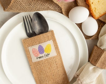 Silverware Pouch Easter Eggs | Cutlery Pouch | Silverware Holder | Party Table Setting | Tablescape Decor S/8