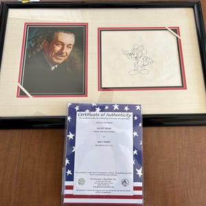 Mickey Mouse Original Vintage Drawing Walt Disney Studios Framed Authenticated