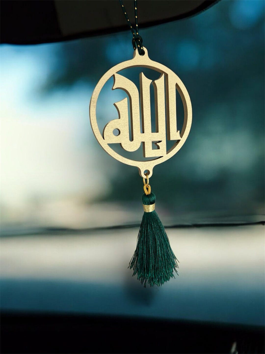 Gold Allah Car Ornament | Islamic Rearview Mirror Hanging With Tassel ...