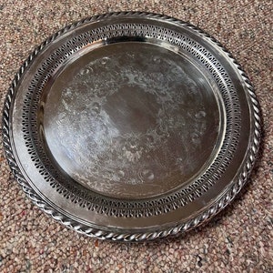 Wm Rogers Rundes Silber Tablett