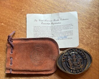 Siskiyou Pewter Belt Buckle Wyoming Centennial 1890-1990 - Etsy display picture 3