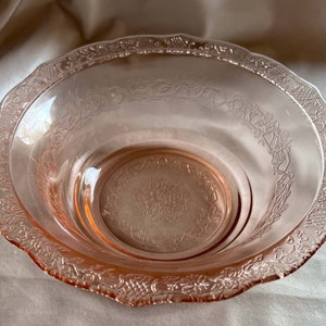 Pink Depression Glass etched Bowl