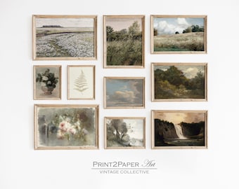Conjunto de arte mural de estilo rústico francés: impresiones de paisajes vintage (descarga digital)