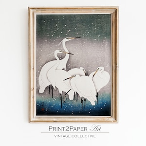 Japanese Vintage Poster | Group of Egrets by Ohara Koson | Japanese Antique Art Poster | Japanese Bird Art | Fine Art | PRINTABLE Download