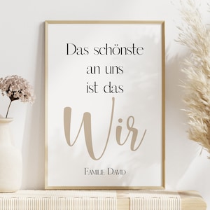 The most beautiful thing about us is that we, family poster personalized with name, family picture gift birth wedding moving birthday