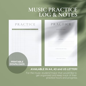 Folha de registro de prática musical, rastreador de prática, diário do músico, registro de prática, registro de prática de graduação em música da universidade, PDF