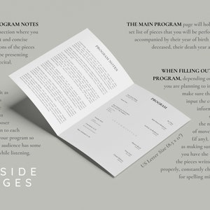 US Letter | Recital Program Template Simple Design | Piano, Editable ...