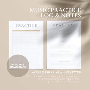 Folha de registro de prática musical, rastreador de prática, diário do músico, registro de prática, registro de prática de graduação em música da universidade, PDF