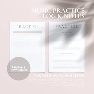 Folha de registro de prática musical, rastreador de prática, diário do músico, registro de prática, registro de prática de graduação em música da universidade, PDF