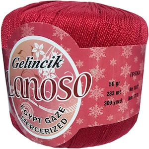 Lanoso Gelincik,100% Mercerized Cotton ,Mercerized Lace Yarn,Summer Yarn,Fingering Yarn, Accessory Thread,1.76 Oz, 309 Yds