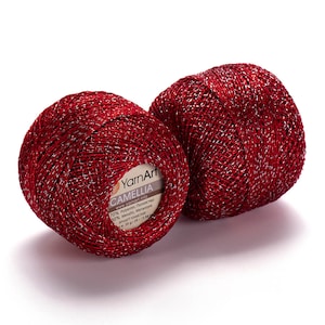 YARNART CAMELLIA, Metallic Polyester Yarn,Glittery Lace Yarn,Accesory Thread,Embroidery Thread,Crochet Yarn,Fantasy Yarn,0.70 Oz,209.97 Yds
