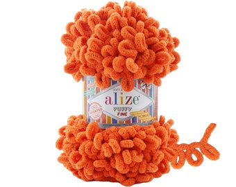 Alize Puffy Fine / Blanket Yarn / Loop Yarn / Puffy Fine Yarn /Baby Soft Yarn / Hypoallergénique / Pas de crochet Pas d'aiguille / Tricot au doigt