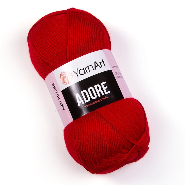 YARNART ADORE - Anti-Pilling Strickwolle, Babygarn, Stricken und Häkeln, 100% Anti-Pilling Acryl, weiches Garn, 100 ml, 306Yds