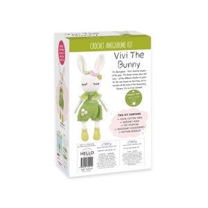 Tuva Crochet Amigurumi Kit, Vivi The Bunny, %100 Cotton Yarn, Toy Stuffing