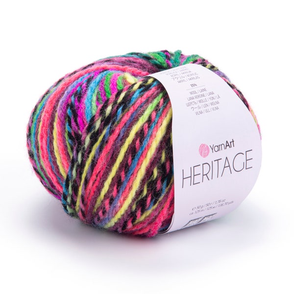 YARNART HERITAGE-Multicolor Knitting Yarn,Wool Yarn,Acrylic Yarn,Sweater Yarn,Winter Yarn,Soft Yarn