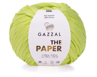 Gazzal Yarn The Paper,Viscose Raffia Yarn,Washable and Ironable Raphia,Crochet Paper Hat,Crochet Beach Bag.