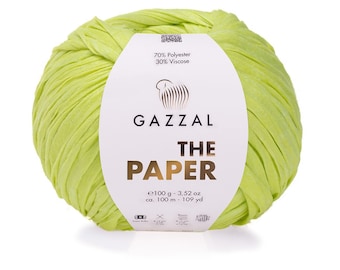 Gazzal Yarn The Paper,Viscose Raffia Yarn,Washable and Ironable Raphia,Crochet Paper Hat,Crochet Beach Bag.