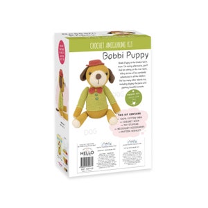 Tuva Crochet Amigurumi Kit, Bobbi Puppy, %100 Cotton Yarn, Toy Stuffing