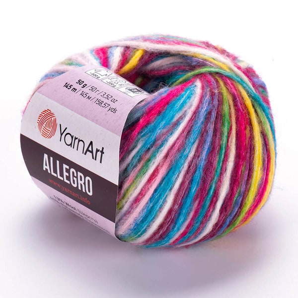 YARNART ALLEGRO - Melange Knitting Yarn, Wool Yarn, Acrylic Yarn, DK Yarn, Sweater Yarn, Winter Yarn, Soft Yarn, 1.76 Oz, 158.57 Yds