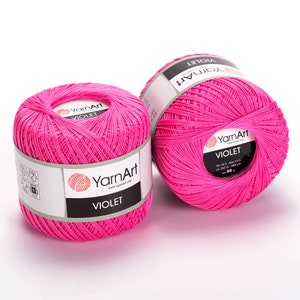 YARNART VIOLET,100% Mercerized Cotton ,Mercerized Lace Yarn,Summer Yarn,Fingering Yarn, Accessory Thread,1.76 Oz, 308.40 Yds