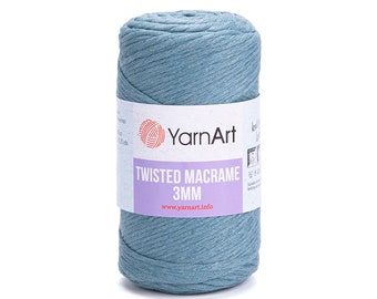 Yarnart Twisted Macrame 3 mm, Macrame koord, 80% katoen macrame, macrame touw, macrame tas, macrame tapijt, gekamd macrame