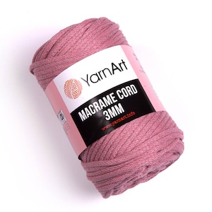 May include: A pink ball of yarn art macrame cord, 3mm thick. The label reads 'YarnArt Macrame Cord 3MM' and 'www.yarnart.info'.